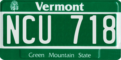 VT license plate NCU718