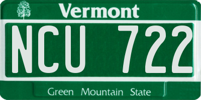 VT license plate NCU722