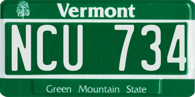 VT license plate NCU734