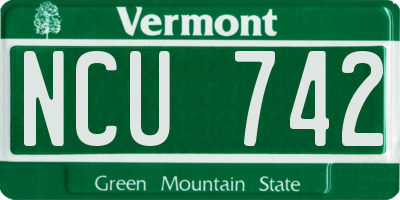 VT license plate NCU742