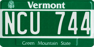 VT license plate NCU744