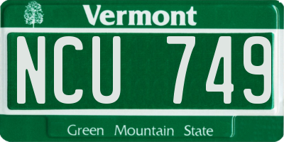 VT license plate NCU749