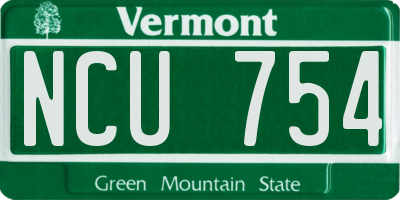VT license plate NCU754