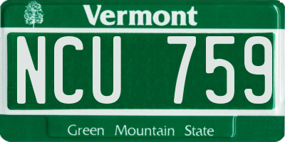 VT license plate NCU759