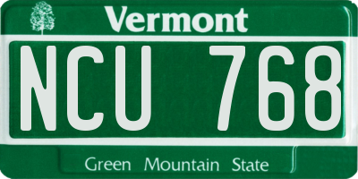 VT license plate NCU768