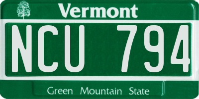 VT license plate NCU794