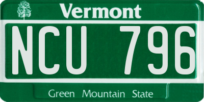 VT license plate NCU796