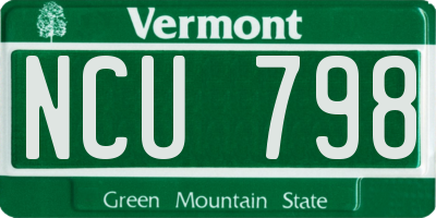VT license plate NCU798