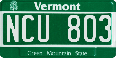 VT license plate NCU803
