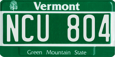 VT license plate NCU804
