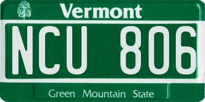 VT license plate NCU806