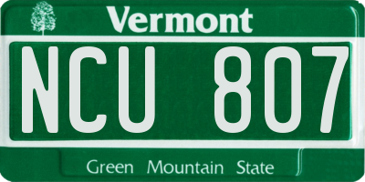VT license plate NCU807