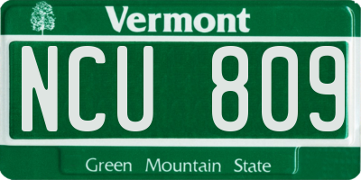 VT license plate NCU809