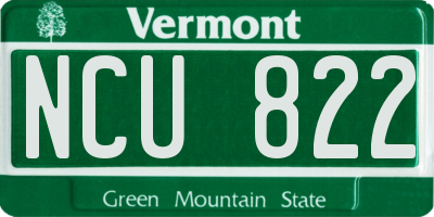VT license plate NCU822