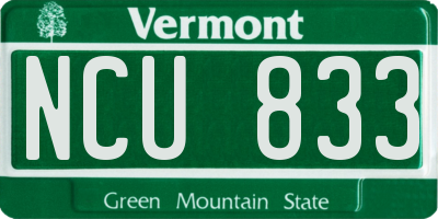 VT license plate NCU833