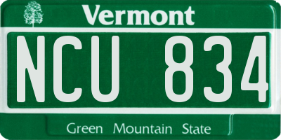 VT license plate NCU834
