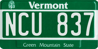 VT license plate NCU837