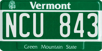 VT license plate NCU843