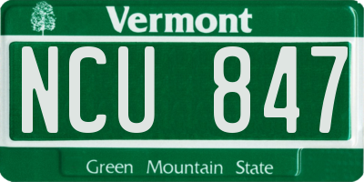VT license plate NCU847