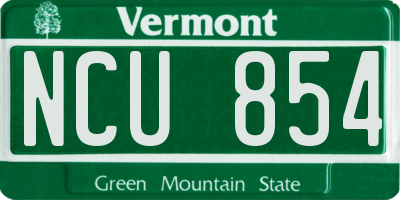 VT license plate NCU854