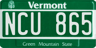 VT license plate NCU865