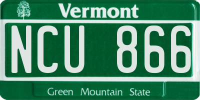 VT license plate NCU866