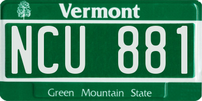 VT license plate NCU881