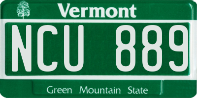 VT license plate NCU889