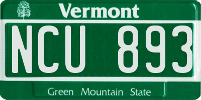 VT license plate NCU893