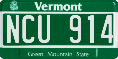 VT license plate NCU914
