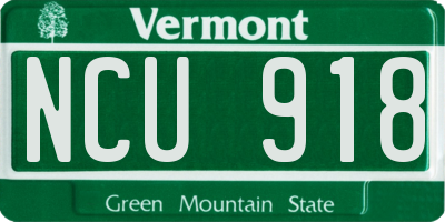 VT license plate NCU918
