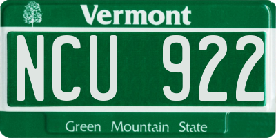 VT license plate NCU922
