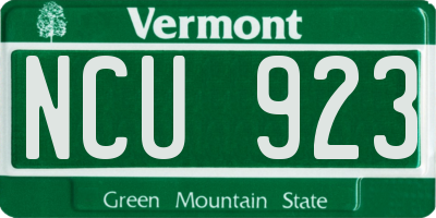 VT license plate NCU923