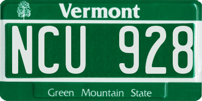 VT license plate NCU928