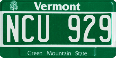 VT license plate NCU929