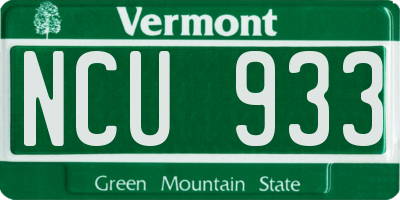 VT license plate NCU933