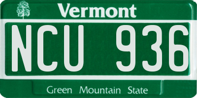 VT license plate NCU936