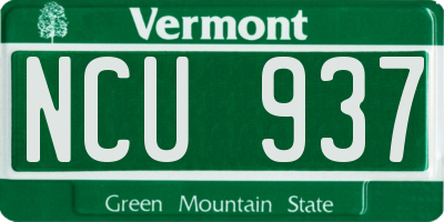 VT license plate NCU937