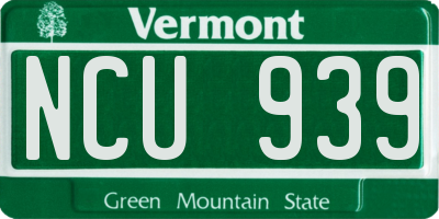 VT license plate NCU939