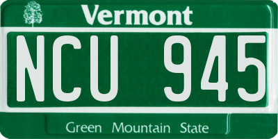 VT license plate NCU945