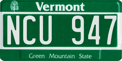 VT license plate NCU947