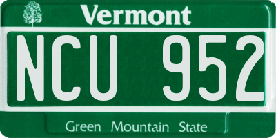 VT license plate NCU952