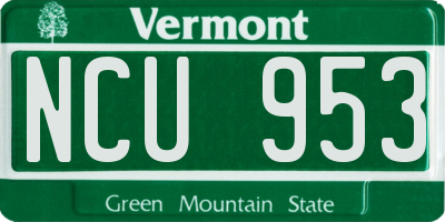 VT license plate NCU953
