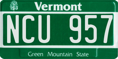 VT license plate NCU957