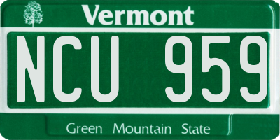 VT license plate NCU959