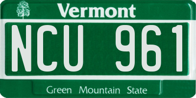 VT license plate NCU961