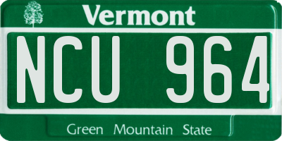 VT license plate NCU964