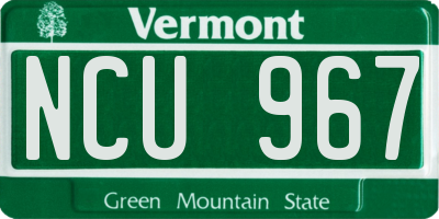 VT license plate NCU967