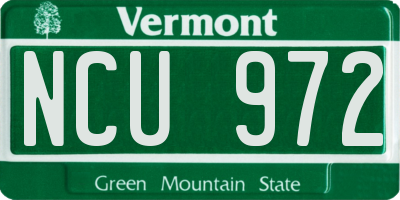 VT license plate NCU972