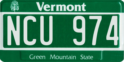 VT license plate NCU974